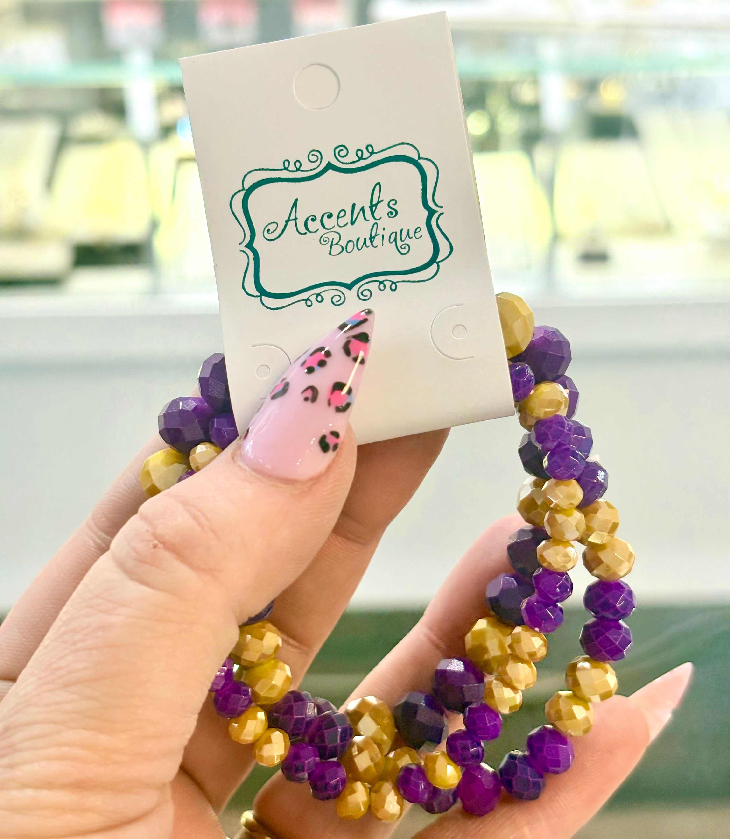 Purple & Gold Beaded Stack Bracelets