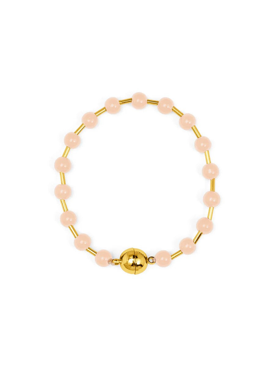 Glass Bead Magnet Bracelet-Beige