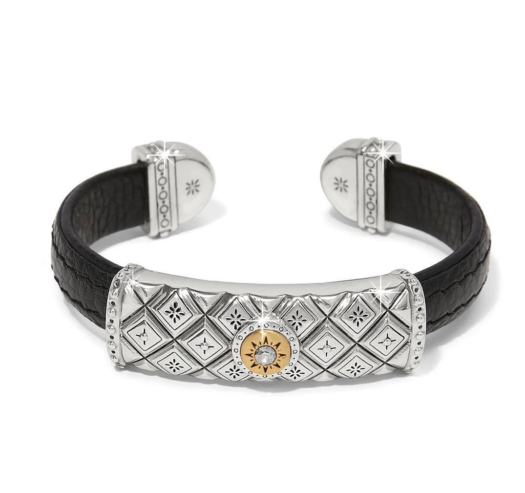 Brighton Mosaic Two Tone Leather Bar Cuff Bracelet