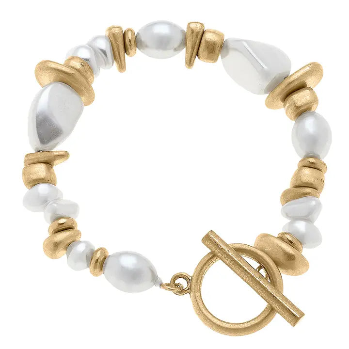 Canvas Parker Baroque Pearl Stretch Toggle Bracelet