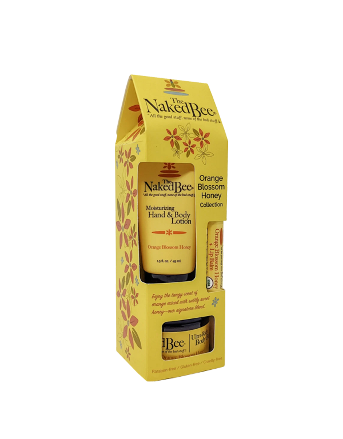 The Naked Bee Orange Blossom Honey gift set with lotion, body butter, and lip balm