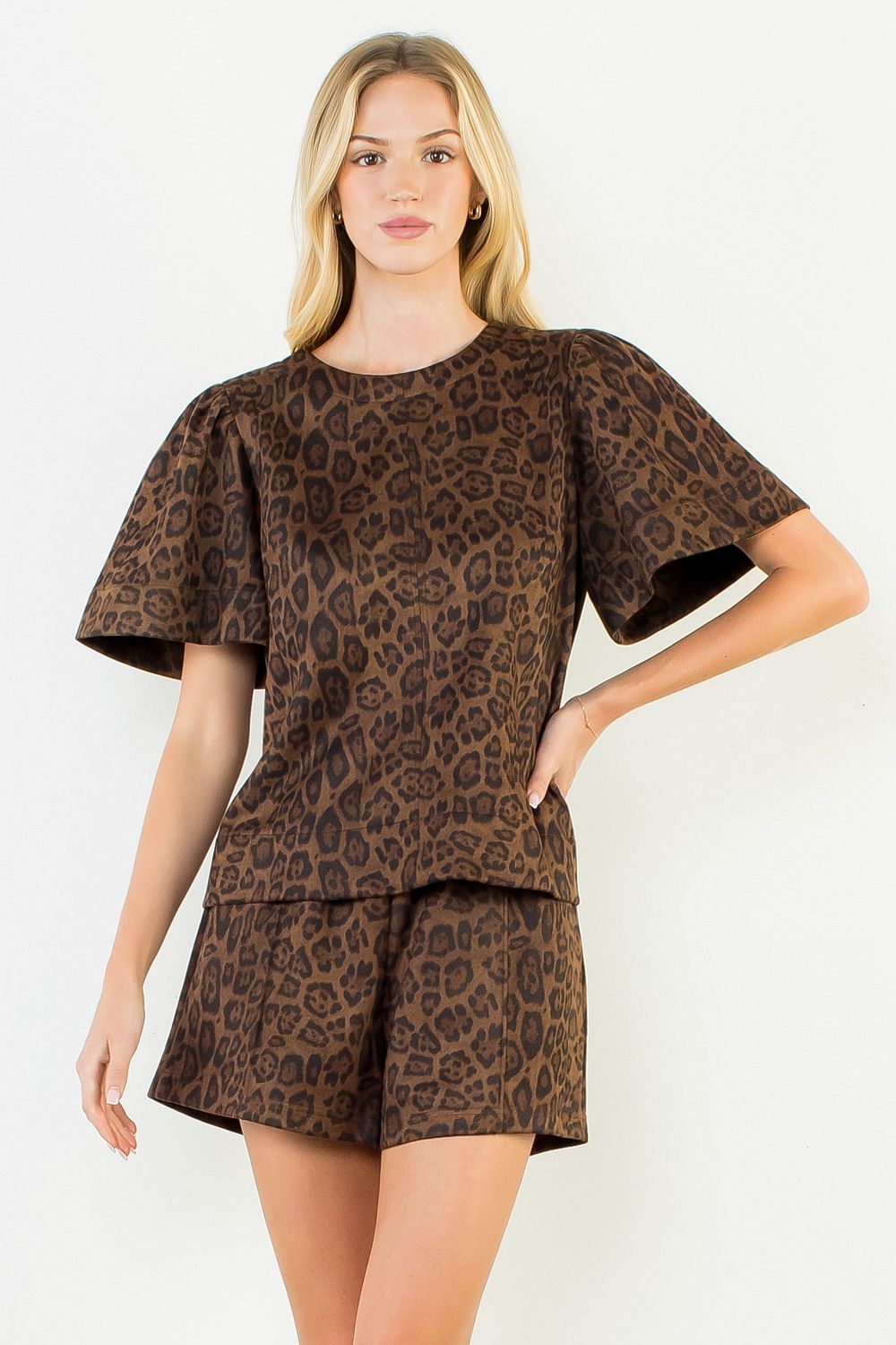 On The Prowl Leopard Faux Suede Top