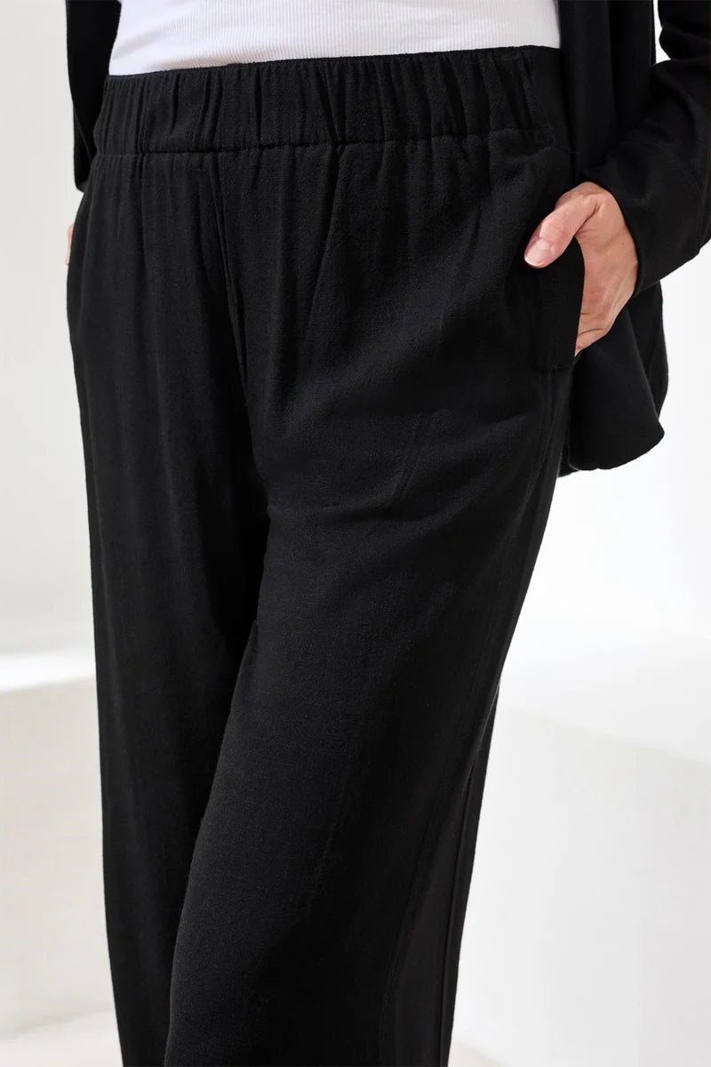 Tribal Flowy Linen Wide Leg Ankle Pant
