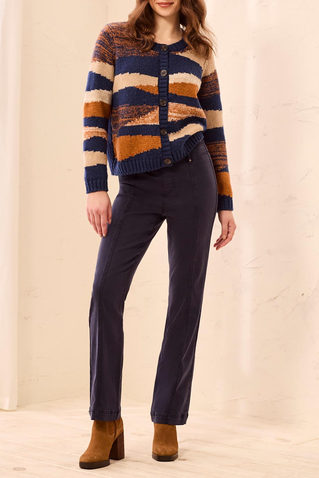 Tribal Sapphire Pull On Pants with Front Seam
