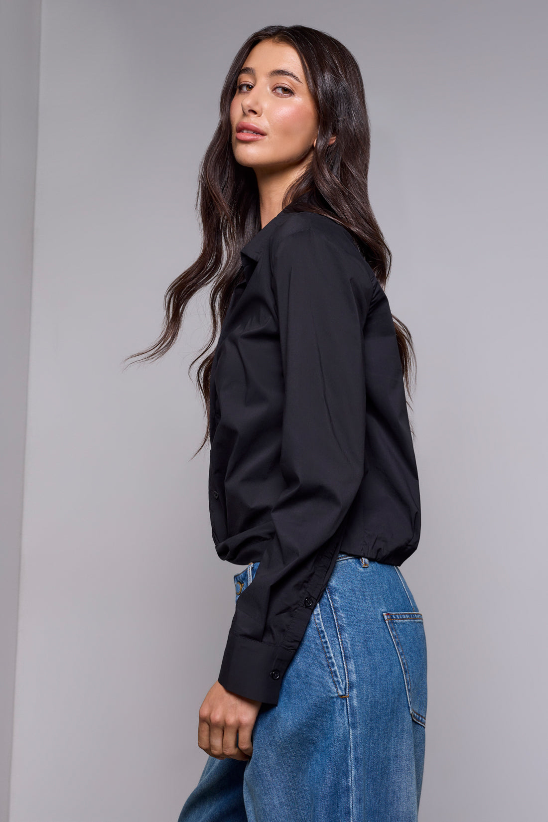 Tribal Black Front Knot Shirt