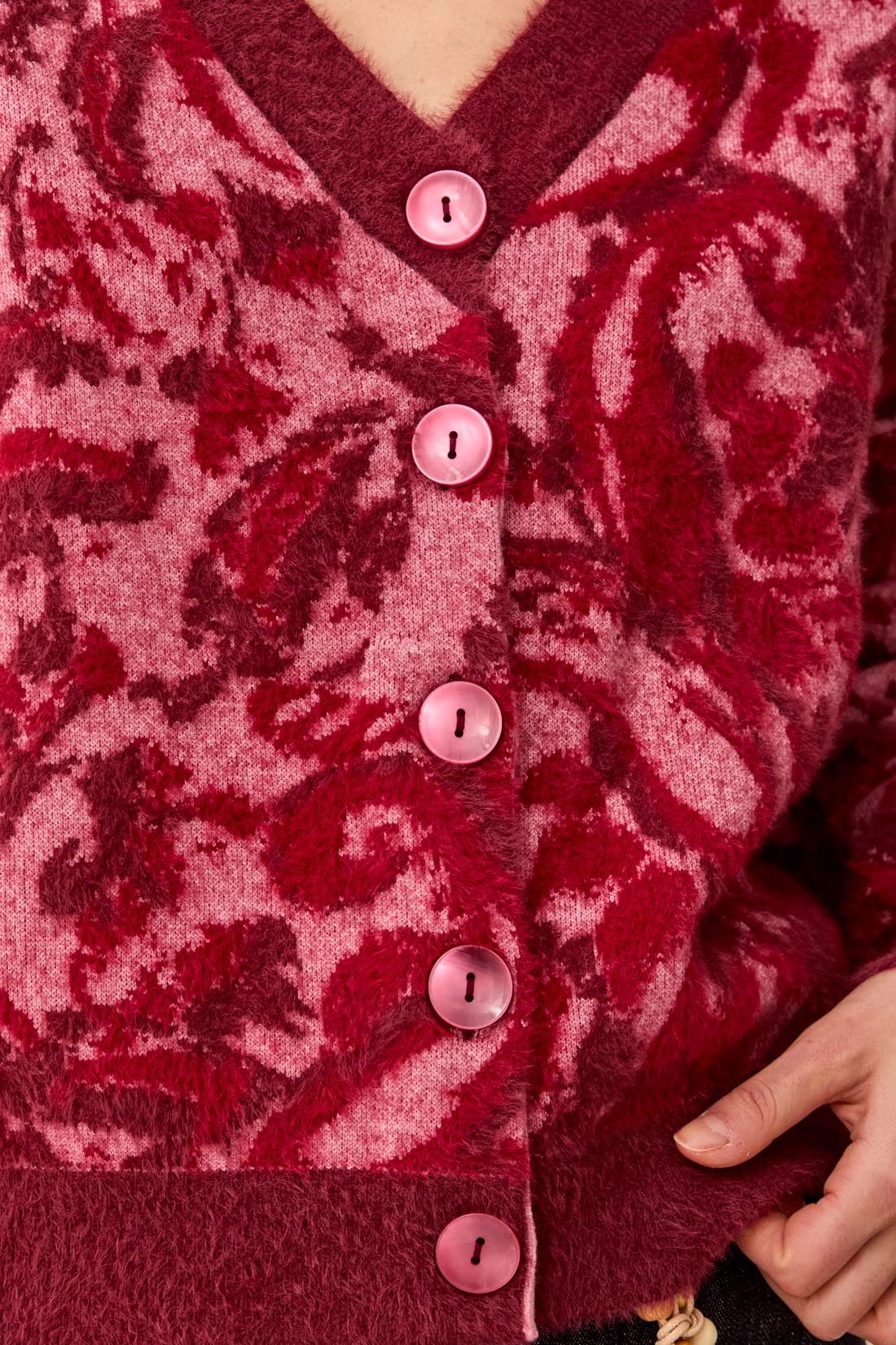 Tribal Pink Frost Wear 2 Ways Jacquard Sweater