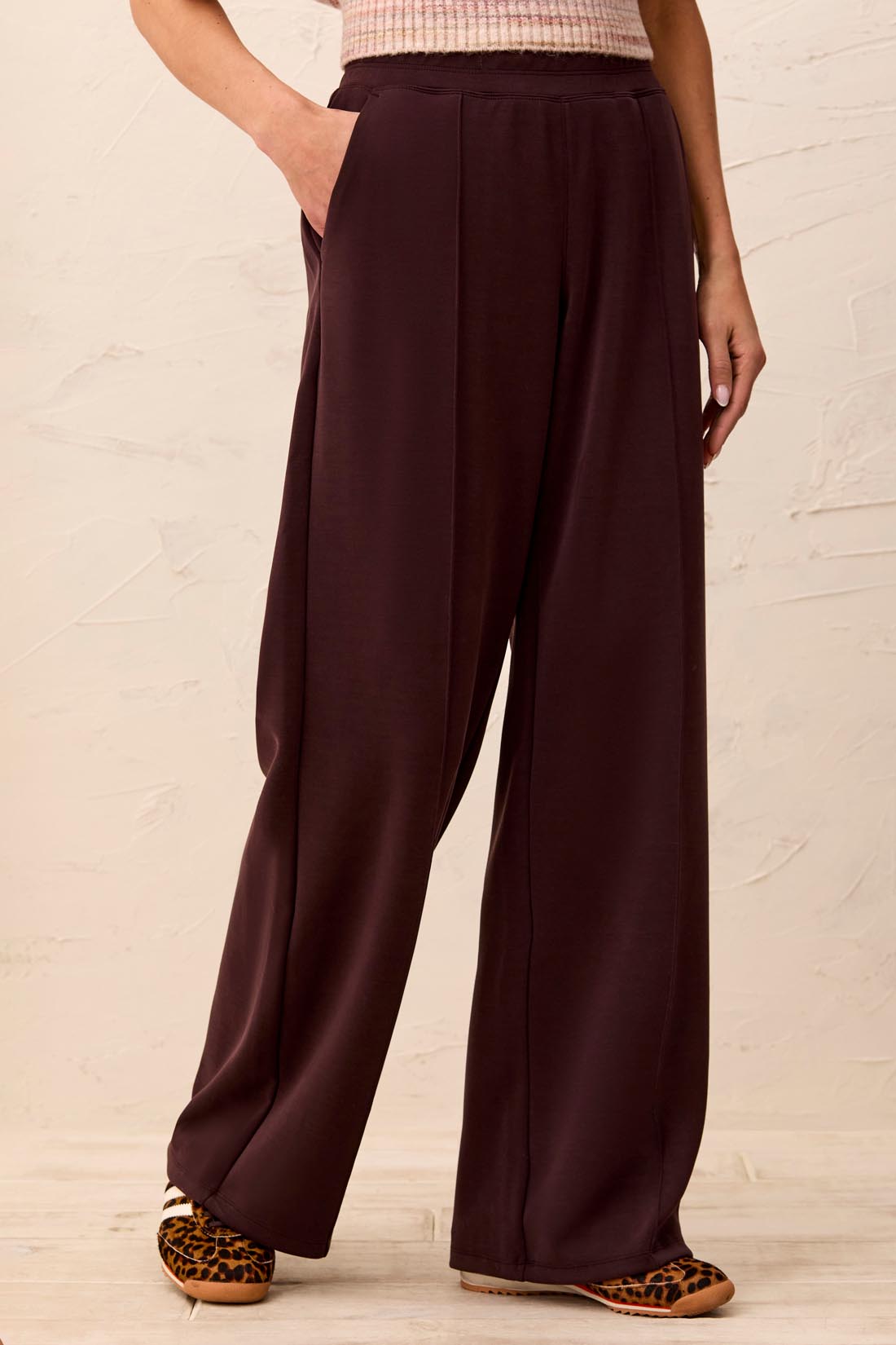 Tribal Brown Mixed Media Pull Over Pant Set