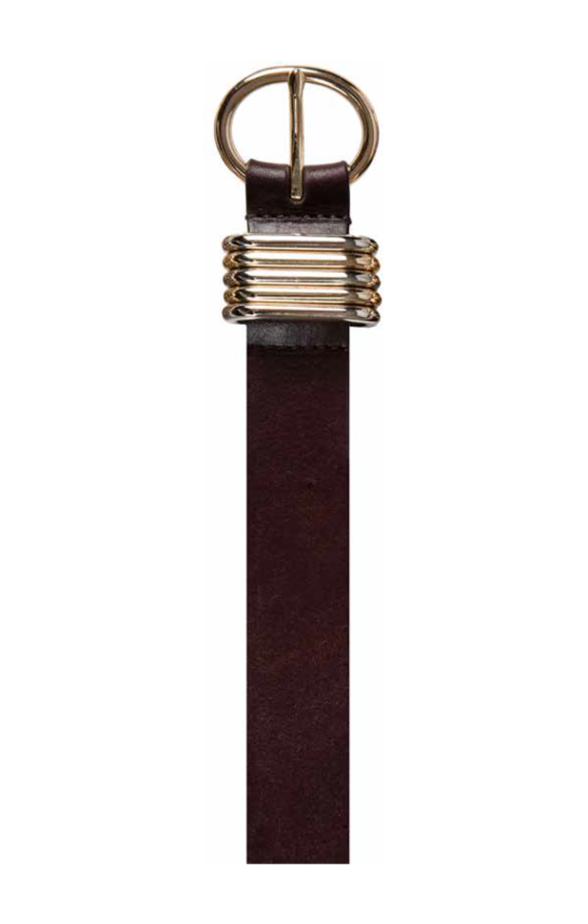 Tribal Brea Genuine Leather Harness Belt with Mixed Metal - Brown