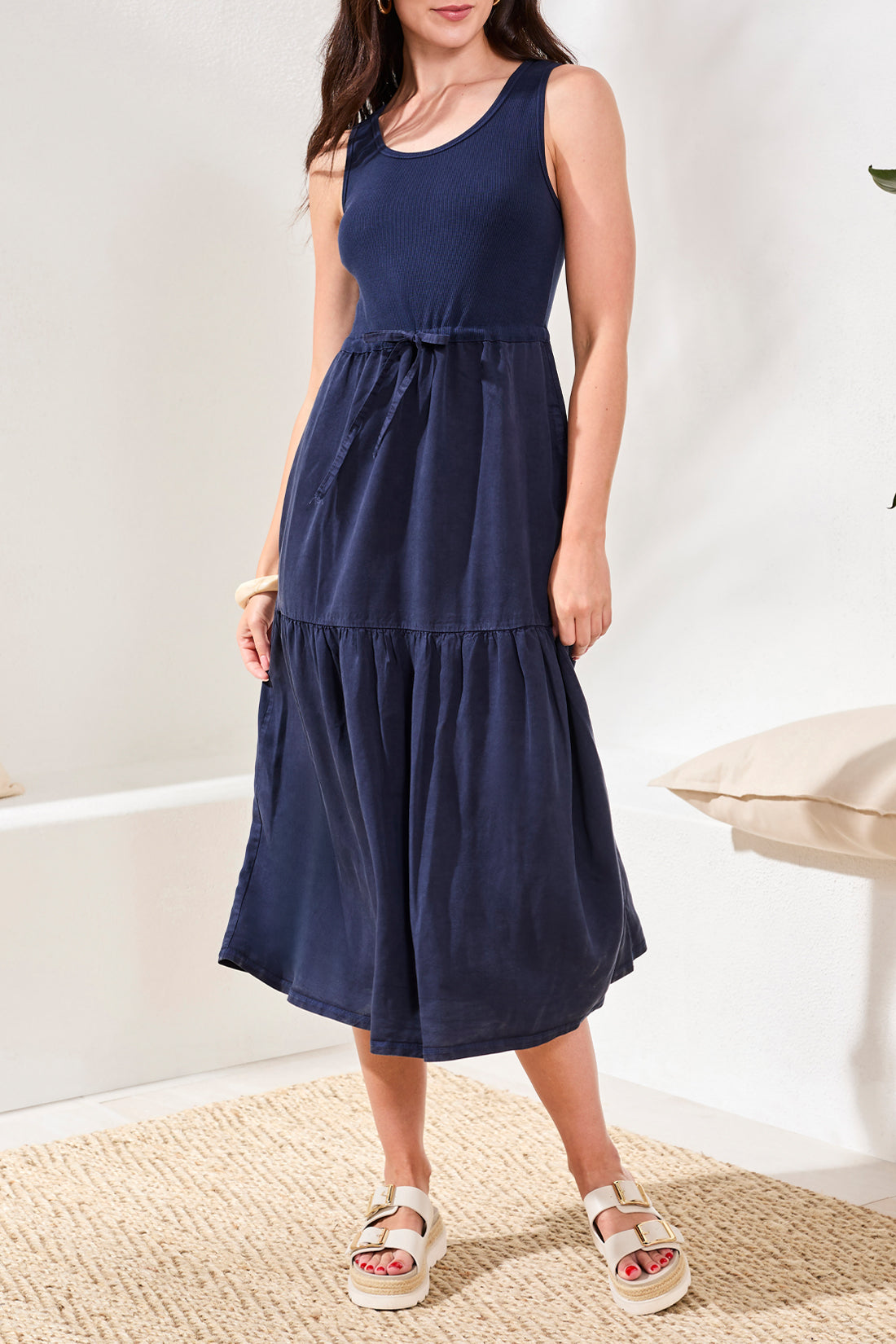 Tribal Mixed Media Dress - Nautical